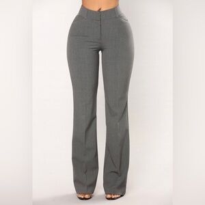 Gray-High waist- flared Dress pants (w/stretch!)​​​​